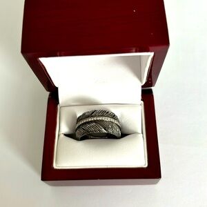 Blackened sterling silver with diamonds, custom made ring